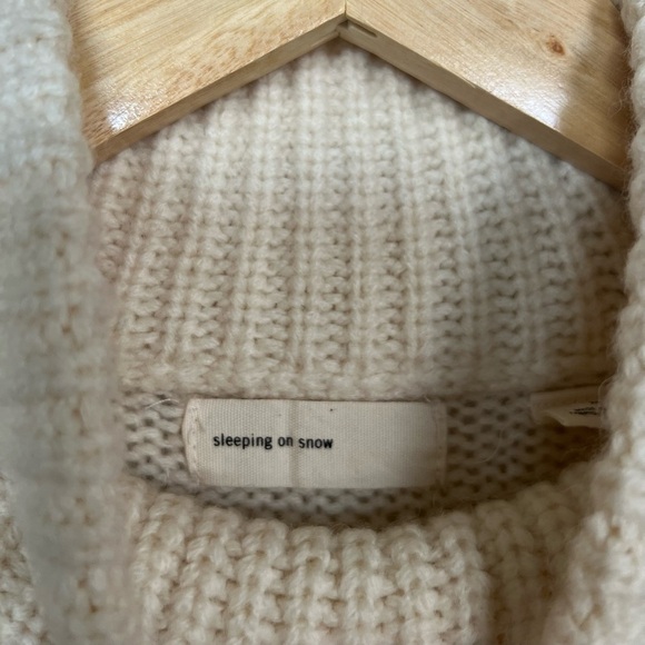 Anthropologie Sleeping on Snow Ivory Mock Neck Wool Embroidered Sweater Size M - Picture 7 of 13